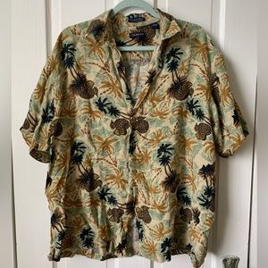 Hawaiian button down! Has pineapples and palm trees on it!